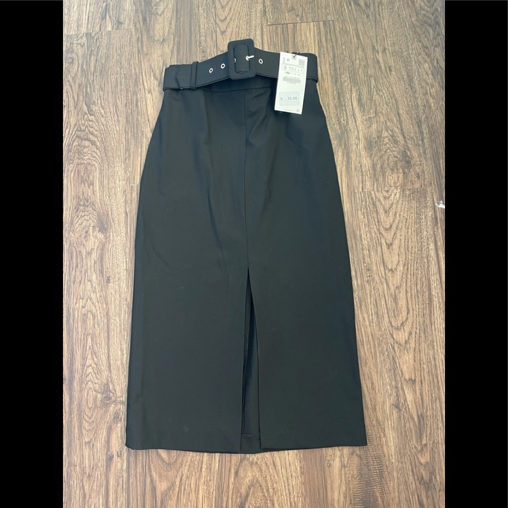 ZARA MIDI SKIRT WITH BELT AND SLIT